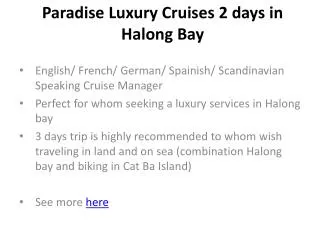 Paradise luxury cruises 2 days in halong bay