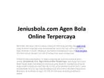 Jeniusbola.com Agen Bola Online Terpercaya