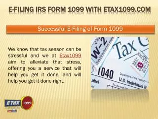 Form 1099 E-File With Etax1099 For the Year 2014