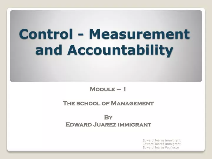 control measurement and accountability