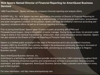 Nick Speers Named Director of Financial Reporting