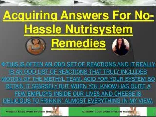 Acquiring Answers For No-Hassle Nutrisystem Remedies