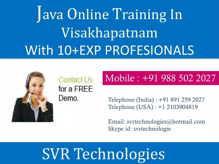 j ava o nline t raining in visakhapatnam with 10 exp profesionals