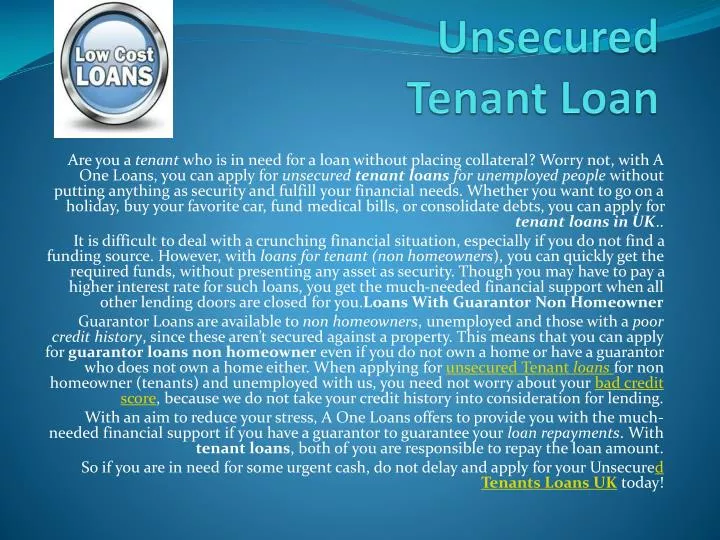unsecured tenant loan