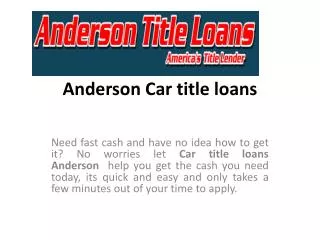 Title loans Anderson