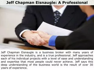 Jeff Chapman Eisnaugle: A Professional