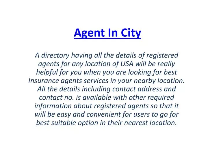 agent in city