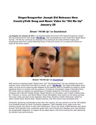 Singer/Songwriter Joseph Eid Releases New Country/Folk Song