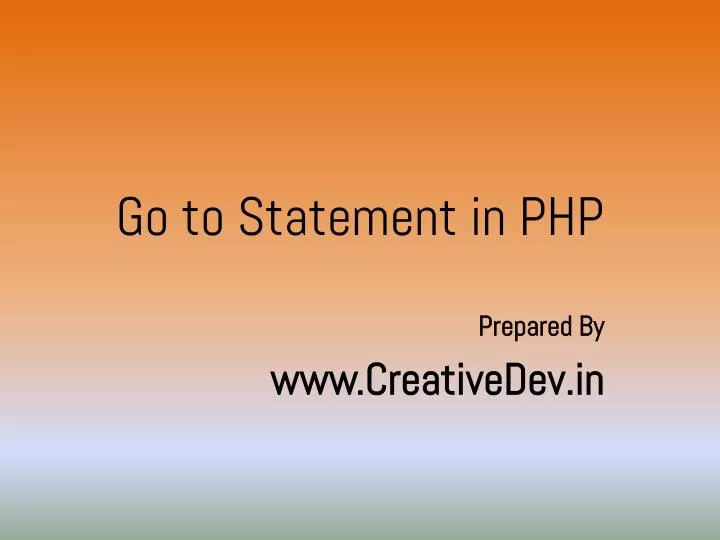 go to statement in php