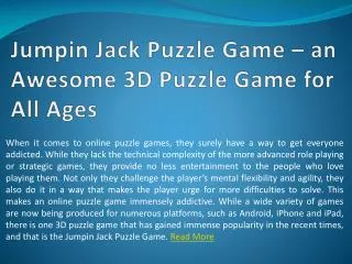 Jumpin Jack Puzzle Game – an Awesome 3D Puzzle Game for All
