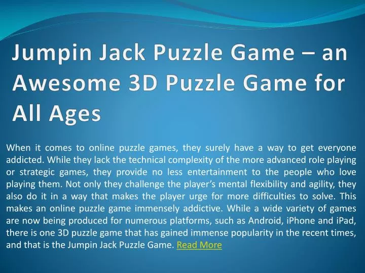 jumpin jack puzzle game an awesome 3d puzzle game for all ages