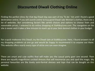Discounted Diwali Clothing Online