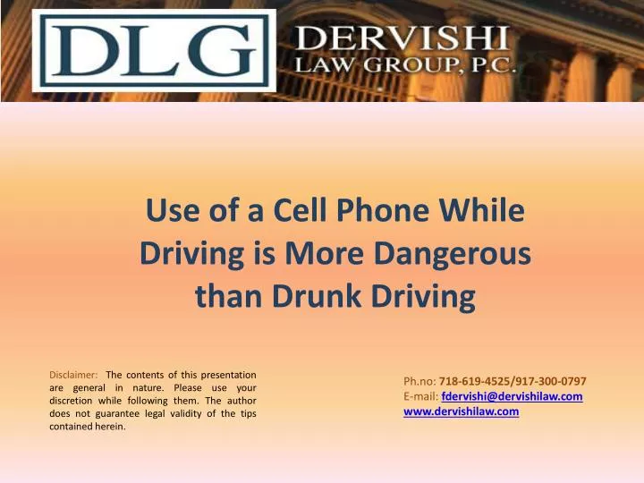 use of a cell phone while driving is more dangerous t han drunk driving