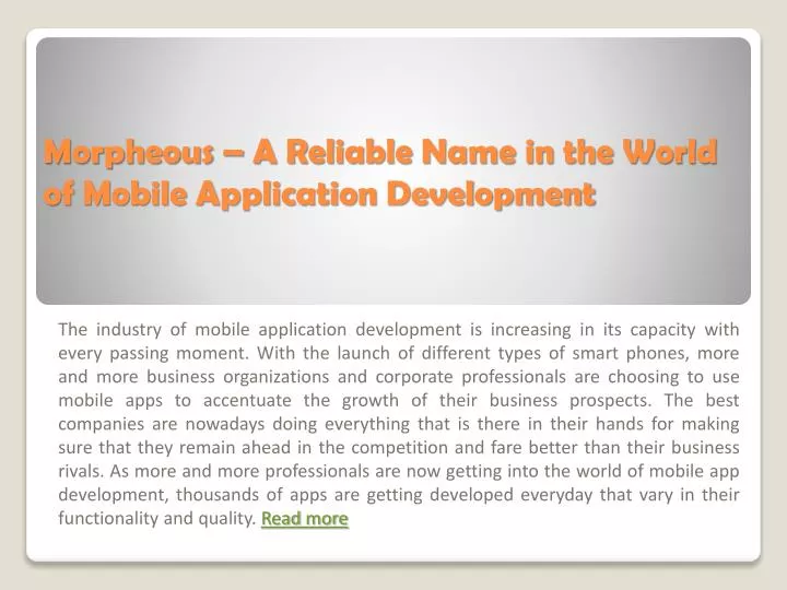 morpheous a reliable name in the world of mobile application development