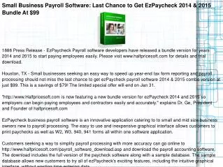 Small Business Payroll Software: Last Chance to Get EzPayche
