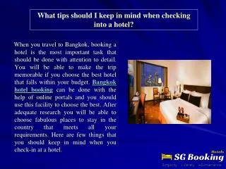 What tips should I keep in mind when checking into a hotel?