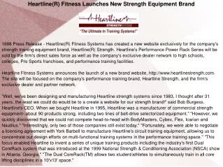 Heartline(R) Fitness Launches New Strength Equipment Brand