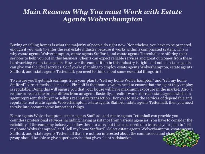 main reasons why you must work with estate agents wolverhampton