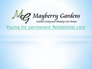 Paying for permanent Residential care
