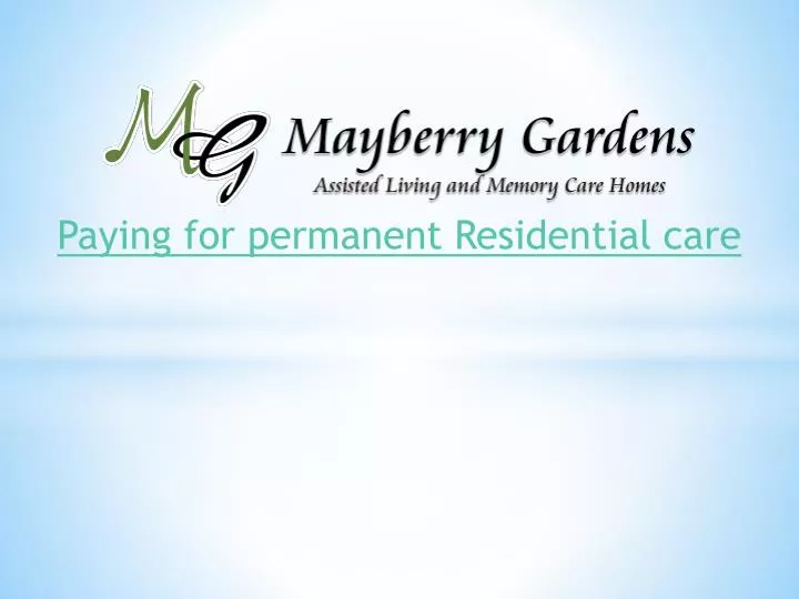 paying for permanent residential care