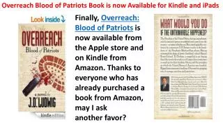 Overreach Blood of Patriots Book is now Available for Kindle