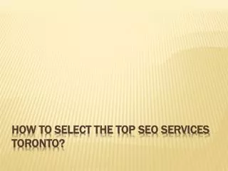 How To Select The Top SEO Services Toronto?