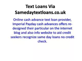 Text Loans Via Samedaytextloans.co.uk