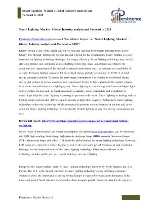 Global Smart Lighting Market Analysis to 2020