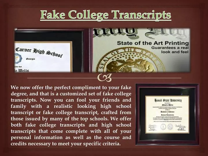 fake college transcripts