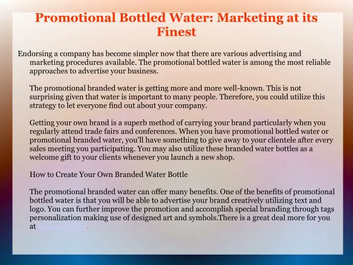 promotional bottled water marketing at its finest