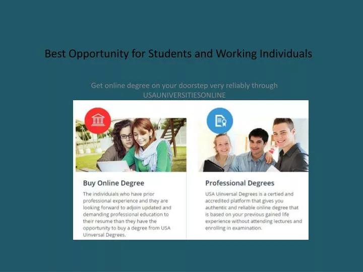 best opportunity for students and working individuals