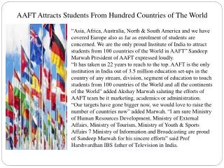 AAFT Attracts Students From Hundred Countries of The World