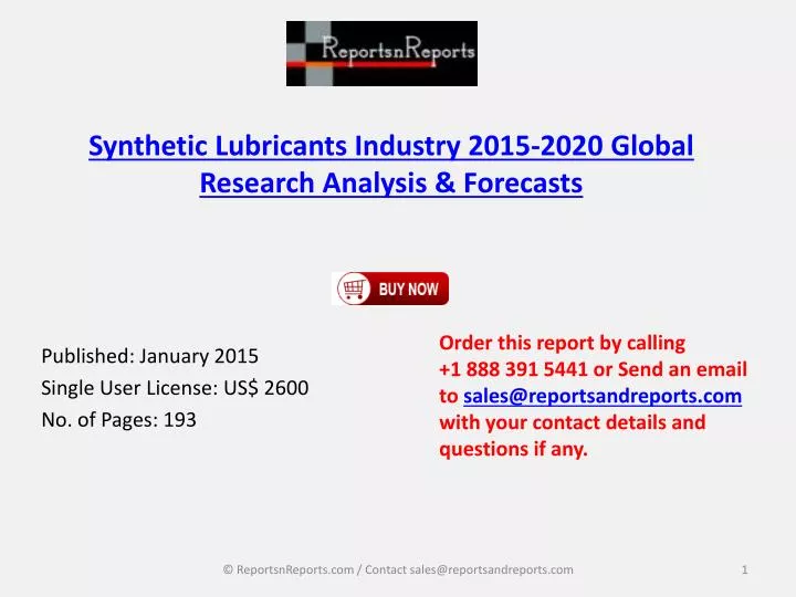 synthetic lubricants industry 2015 2020 global research analysis forecasts