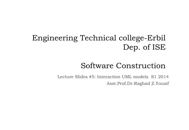 engineering technical college erbil dep of ise software construction