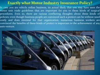 Exactly what Motor Industry Insurance Policy