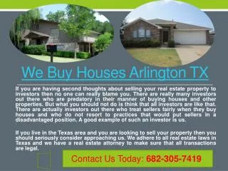 We Buy Houses Arlington TX