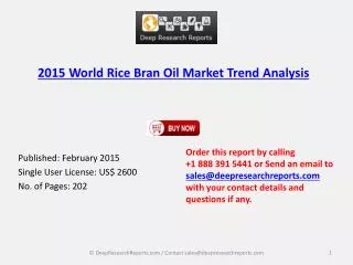 Global Rice Bran Oil 2015 Market Size, Trend, Research Repor