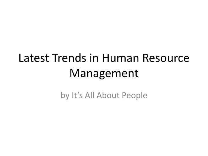 latest trends in human resource management