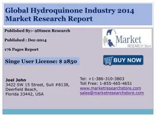 Global Hydroquinone Industry 2014 Market Research Report