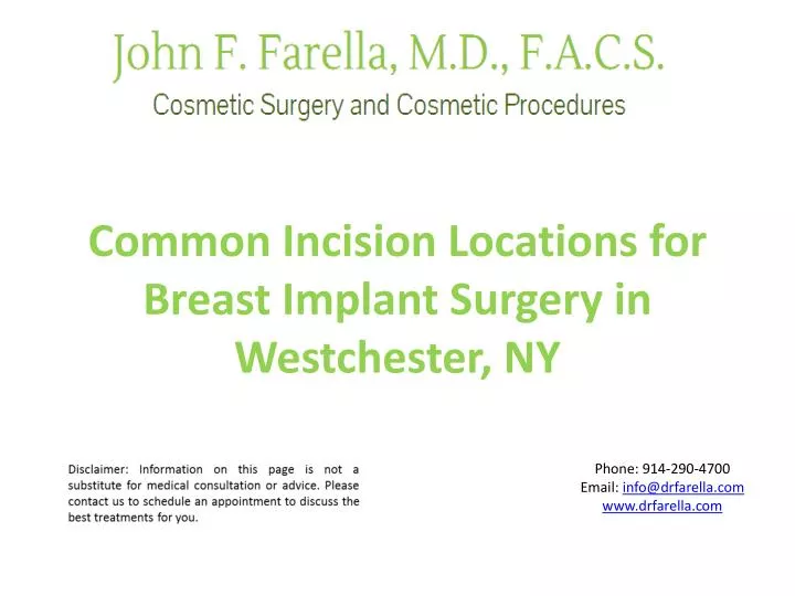 common incision locations for breast implant surgery in westchester ny