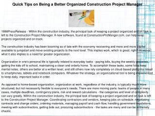 Quick Tips on Being a Better Organized Construction Project
