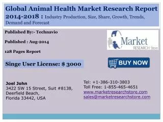 Global Animal Health Market 2014 - 2018 Size, Share, Growth