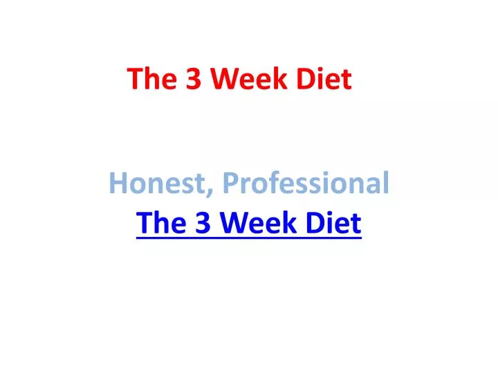 the 3 week diet