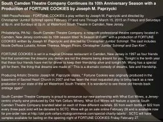 South Camden Theatre Company Continues its 10th Anniversary
