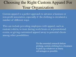 Choosing the Right Custom Apparel For Your Organization