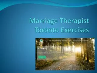 Marriage Therapist Toronto Exercises