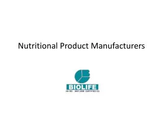 Nutritional Product Manufacturers