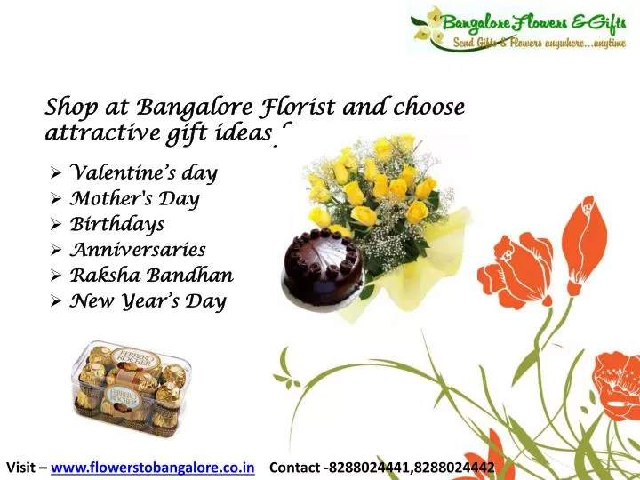 shop at bangalore florist and choose attractive gift ideas for