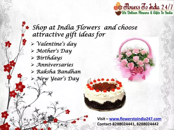 shop at india flowers and choose attractive gift ideas for
