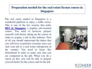 Preparation needed for the real estate license course in Sin